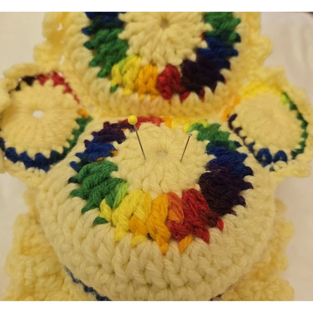 Vintage Mid Century Hand Crocheted Armchair Pincushion 6.5